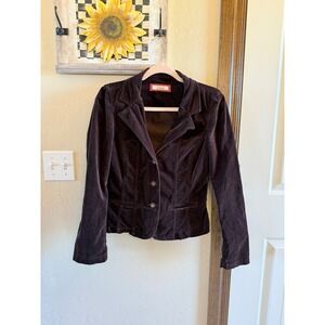 Vintage Jordache Chocolate Brown Velour Blazer Size M Twee Tailored Look
